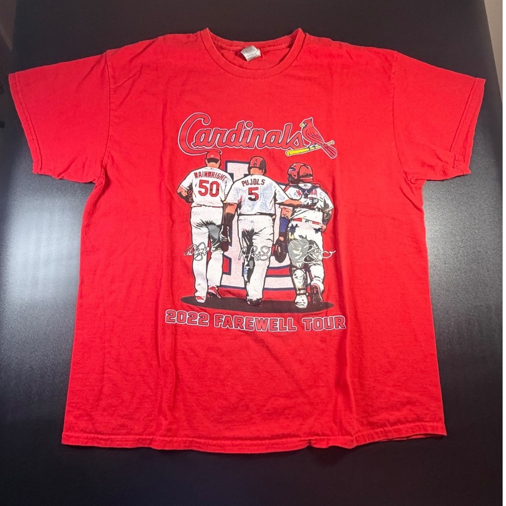 St Louis Cardinals Farewell Tour T-Shirt Red XL Wainwright Pujols Molina XL K16